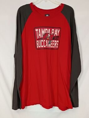 EUC NFL New Era Tampa Bay Buccaneers Long Sleeve Raglan Shirt Men's Size 2XL